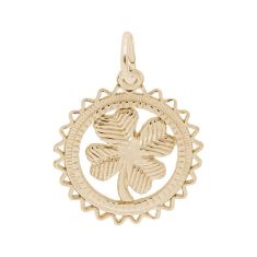 14k Yellow Gold Four Leaf Clover 3D Charm