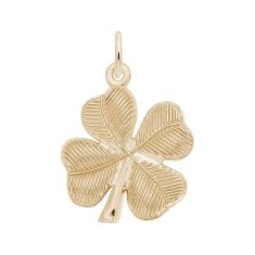 14k Yellow Gold Four Leaf Clover 2D Charm