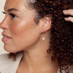 Yellow Gold Freshwater Cultured Pearl Front-Facing Hoop Earrings