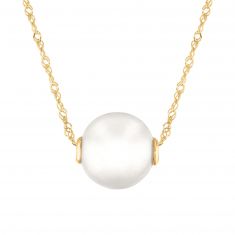 Yellow Gold Freshwater Cultured Pearl Pendant Necklace
