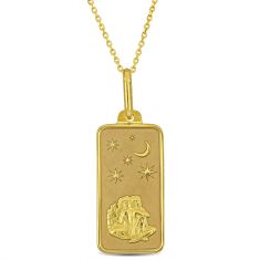 Yellow Gold Gemini Zodiac Sign Pendant Necklace