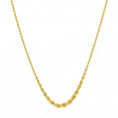 Yellow Gold Hollow Graduated Rope Chain Necklace | 18 Inches