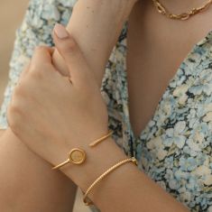 Yellow Gold Hammered Solid Bangle Bracelet | 3mm