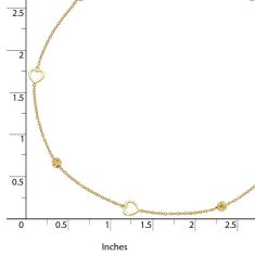 Yellow Gold Heart and Bead Stations Anklet