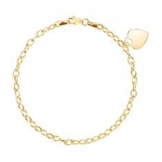 Yellow Gold Heart Dangle Charm Bracelet