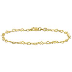 Yellow Gold Heart Link Anklet | 3mm | 9 Inches