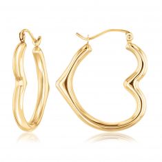 Yellow Gold Heart-Shaped Hoop Earrings