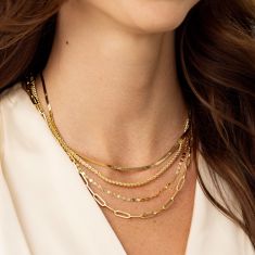 Yellow Gold Herringbone Chain Necklace 3mm