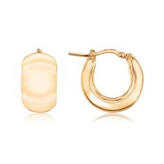 Yellow Gold Hollow Wide Huggie Hoop Earrings