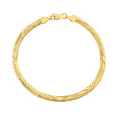 Yellow Gold Hollow Diamond Cut Snake Chain Bracelet - 7.5 Inches