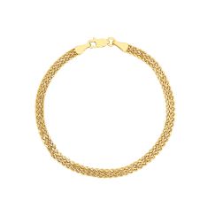 Yellow Gold Hollow Double Bismark Bracelet | 4.3mm | 7.5 Inches