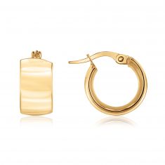 Yellow Gold Hollow Huggie Hoop Earrings | 10mm