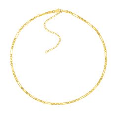 Yellow Gold Hollow Rolo Adjustable Chain Necklace - 2.8mm