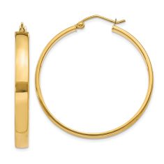Yellow Gold Hoop Earrings, 35x4mm