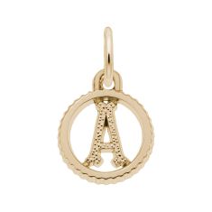 Yellow Gold Initial A Small Open Disc Flat Charm