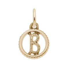 Yellow Gold Initial B Small Open Disc Flat Charm