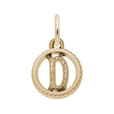 image of 14k Yellow Gold Initial D Small Open Disc Flat Charm with sku:10419004004