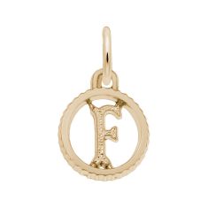 Yellow Gold Initial F Small Open Disc Flat Charm