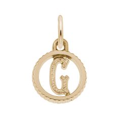 Yellow Gold Initial G Small Open Disc Flat Charm