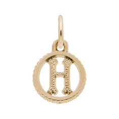 Yellow Gold Initial H Small Open Disc Flat Charm