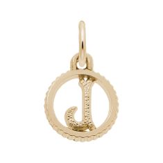 14k Yellow Gold Initial J Small Open Disc Flat Charm
