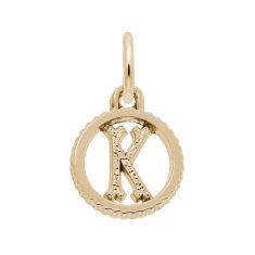 Yellow Gold Initial K Small Open Disc Flat Charm