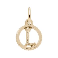 Yellow Gold Initial L Small Open Disc Flat Charm