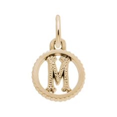 Yellow Gold Initial M Small Open Disc Flat Charm