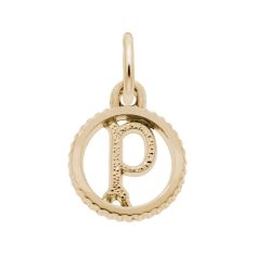 image of 14k Yellow Gold Initial P Small Open Disc Flat Charm with sku:10419004016