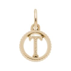 Yellow Gold Initial T Small Open Disc Flat Charm