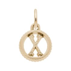 image of 14k Yellow Gold Initial X Small Open Disc Flat Charm with sku:10419004024