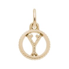 image of 14k Yellow Gold Initial Y Small Open Disc Flat Charm with sku:10419004025