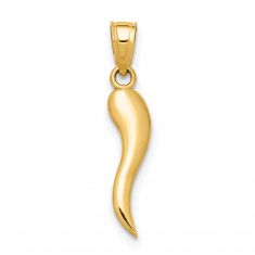 Yellow Gold Italian Horn Pendant | Small