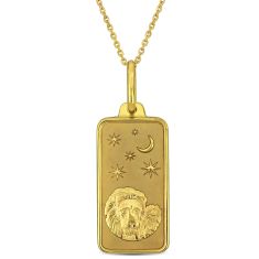 Yellow Gold Leo Zodiac Sign Pendant Necklace
