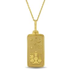 Yellow Gold Libra Zodiac Sign Pendant Necklace