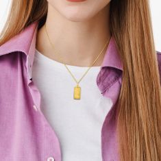 Yellow Gold Libra Zodiac Sign Pendant Necklace