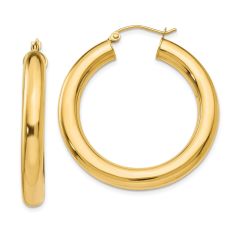 Yellow Gold Lightweight Hoop Earrings, 35x5mm