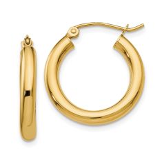 Yellow Gold Lightweight Tube Hoop Earrings, 20x3mm