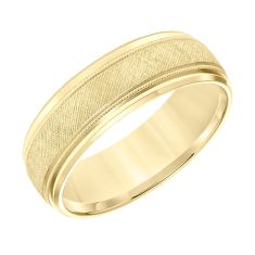 Yellow Gold Engraved Milgrain Comfort Fit Band | 7mm | REEDS Priority