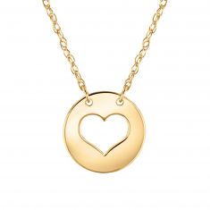 Yellow Gold Mini Disc Heart Necklace