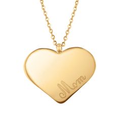 Yellow Gold Mom Heart Pendant Necklace