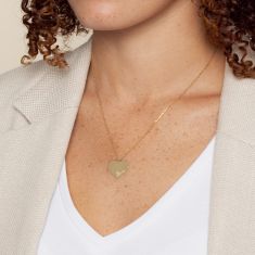 Yellow Gold Mom Heart Pendant Necklace