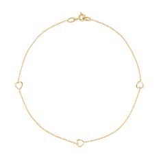 Yellow Gold Multi Heart Anklet