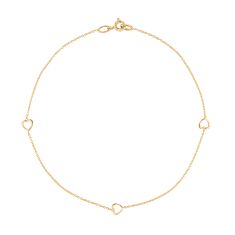 Yellow Gold Multi Heart Anklet