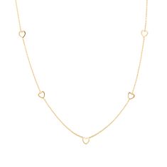 Yellow Gold Multi Heart Necklace