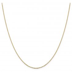 Yellow Gold Solid Open Long Link Cable Chain Necklace | 1mm | 20 Inches
