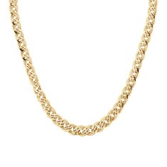 Yellow Gold Oval Double Curb Chain Necklace