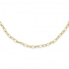 Yellow Gold Solid Oval Link Necklace | 18 Inches