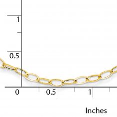 Yellow Gold Solid Oval Link Necklace | 18 Inches