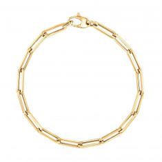 Yellow Gold Paperclip Link Chain Bracelet, 4.2mm